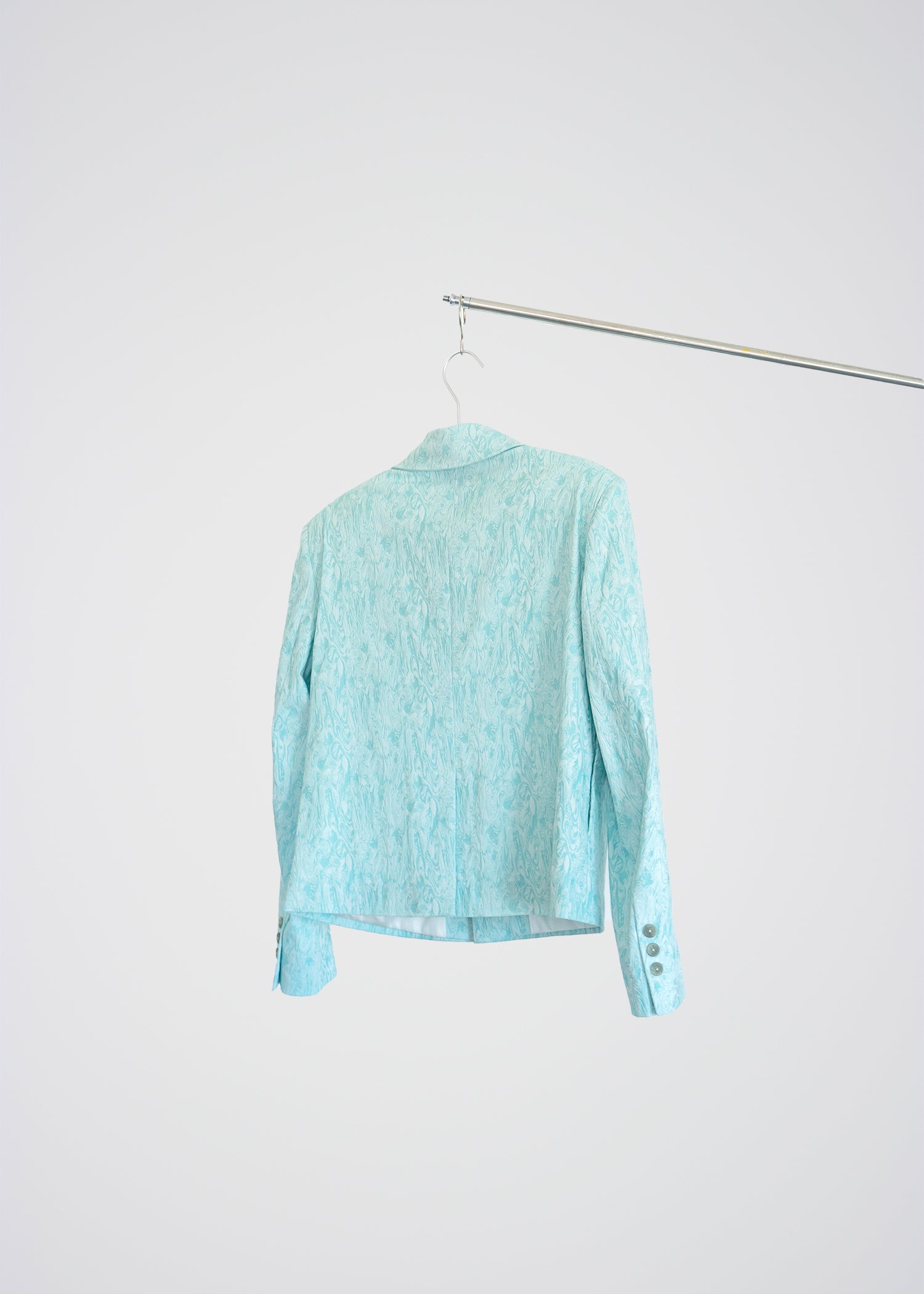 Misty teal marble boxy cropped jacket