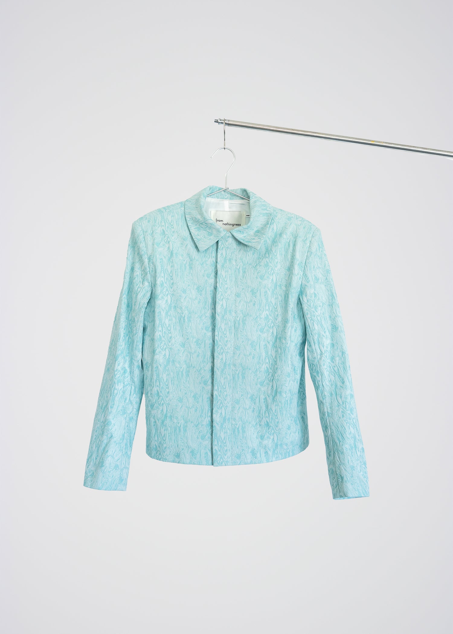 Misty teal marble boxy cropped jacket