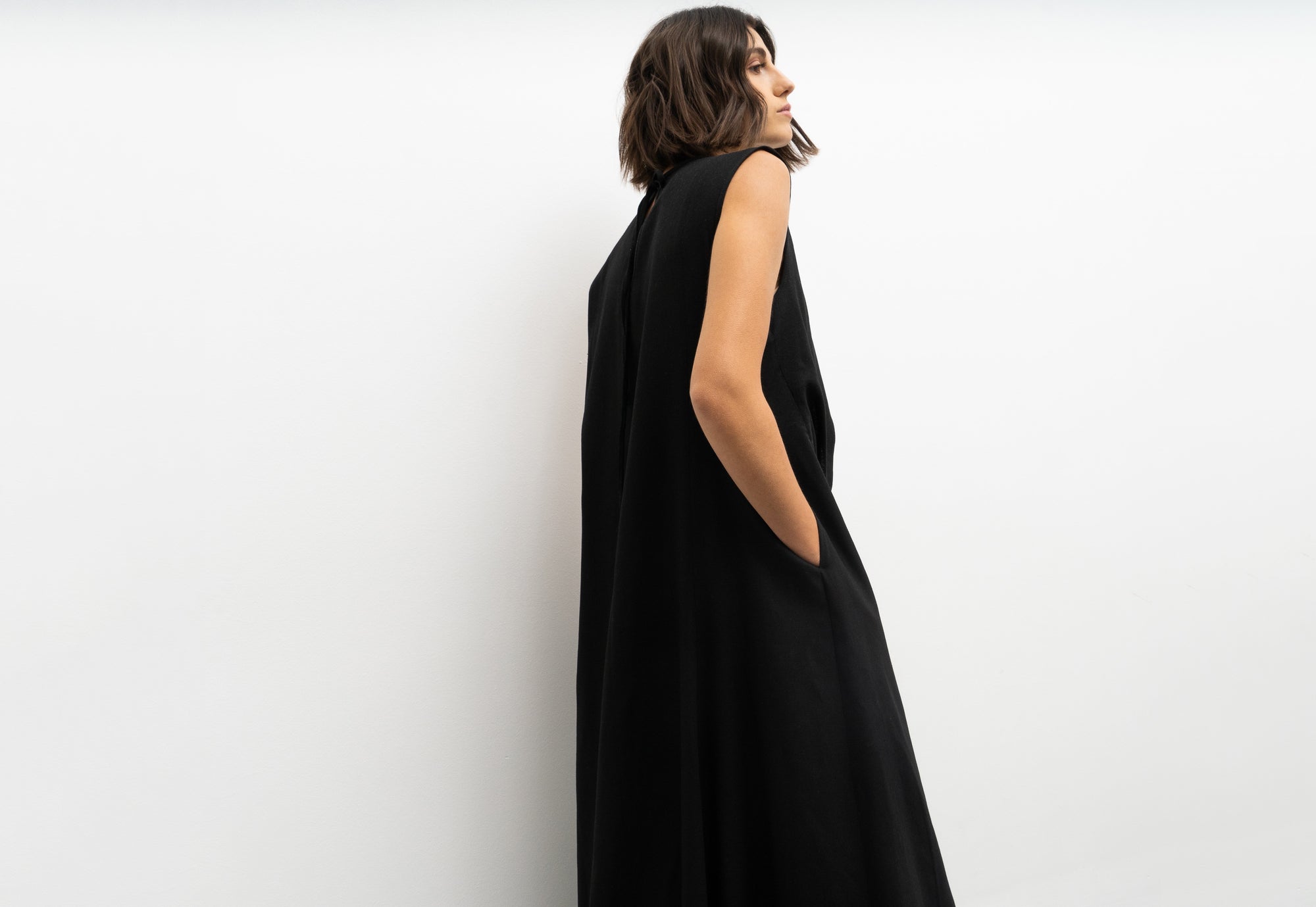 Black linen & silver sequin dress