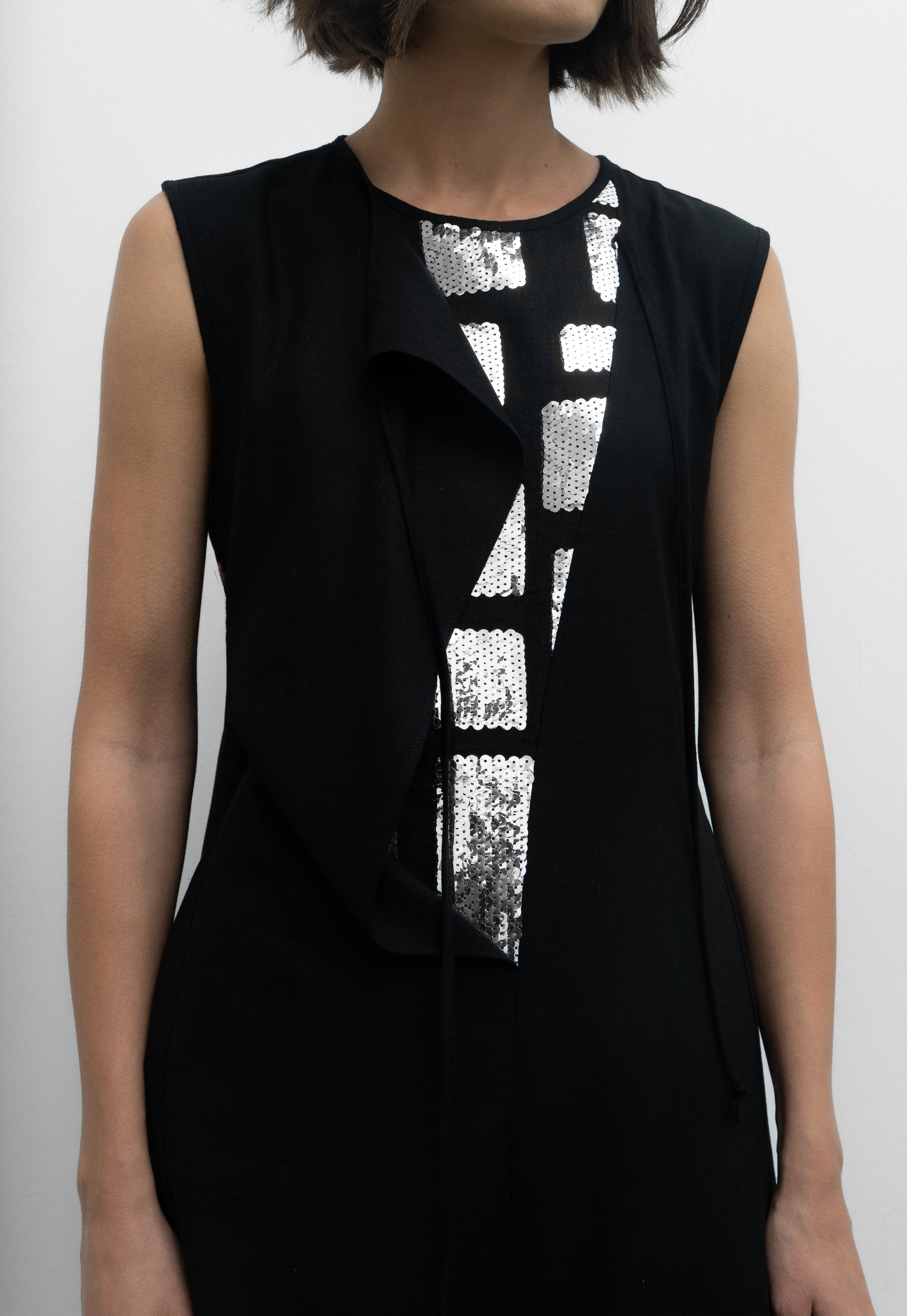 Black linen & silver sequin dress